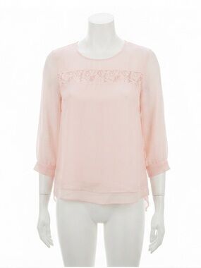Powder Pink lace and chiffon Sheer Top